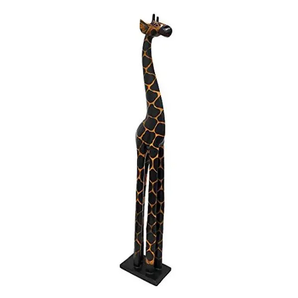 Zeckos Hand Carved Wooden Giraffe Sculpture Safari Home Decor Figurine Statue