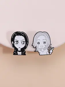 2Pcs Nana Anime Pins Twin Girls Cartoon Badges Vintage Punk Style Brooches Enamel Alloy for Japanese Manga Fans Backpack Decoration Collector Gift