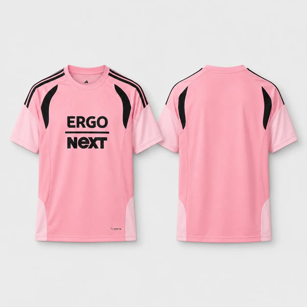 Miami Herons Pink Soccer Training Jersey – Unisex Full-Detail Football Shirt with Black Shoulder Stripes, Breathable Athletic Fabric, Short Sleeves, Round Neck and Lightweight Performance Fit for Training, Match Day, Watch Parties and Casual Fan Wea