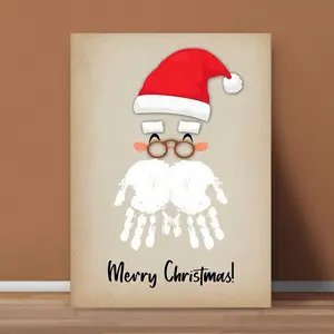 1pc Unframe Creative Handprint Santa Canvas Art, Vintage Christmas Theme Wall Decor, DIY Style for Living Room & Bedroom, Festive Home Decoration