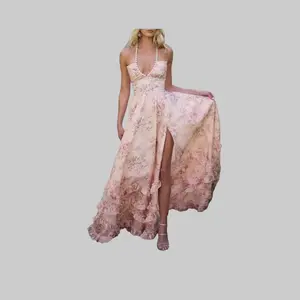 Elegant Printed Slim Flowy Swing Vacation Maxi Dress