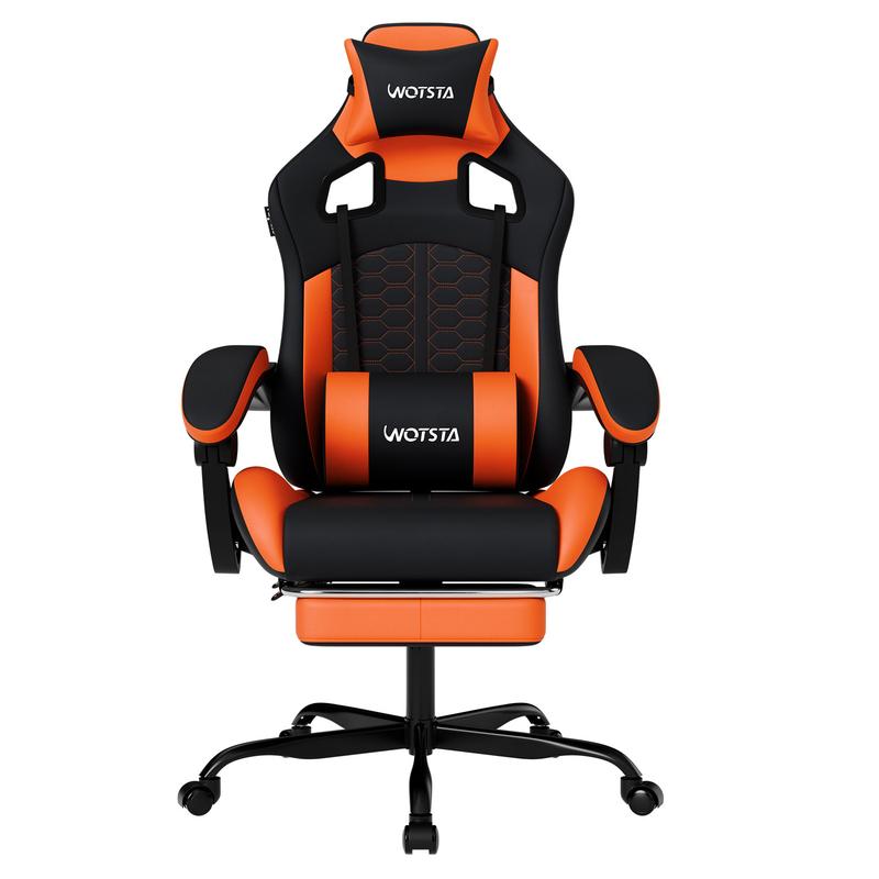 WOTSTA Gaming Chair, Men's Home Use Adjustable Height Office Chair with Armrests, Equipped with Memory Foam Lumbar Pillow, Modern Ergonomic Gaming Chair Recliner