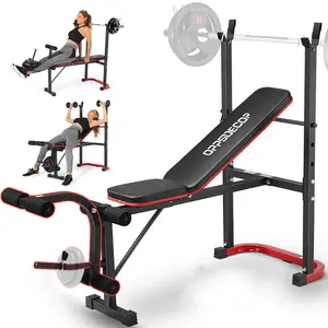 【TikTokShopBlackFriday】OPPSDECOR Adjustable Weight Bench Set with Leg Developer & Preacher Curl Pad, Full Body Workout Bench Press Set with Squat Rack for Home Gym Fitness, Standard Strength Training Bench