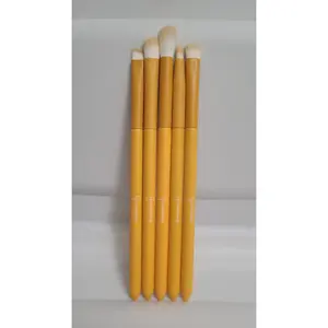Ombre Mustard Yellow tip makeup brushes 5pc