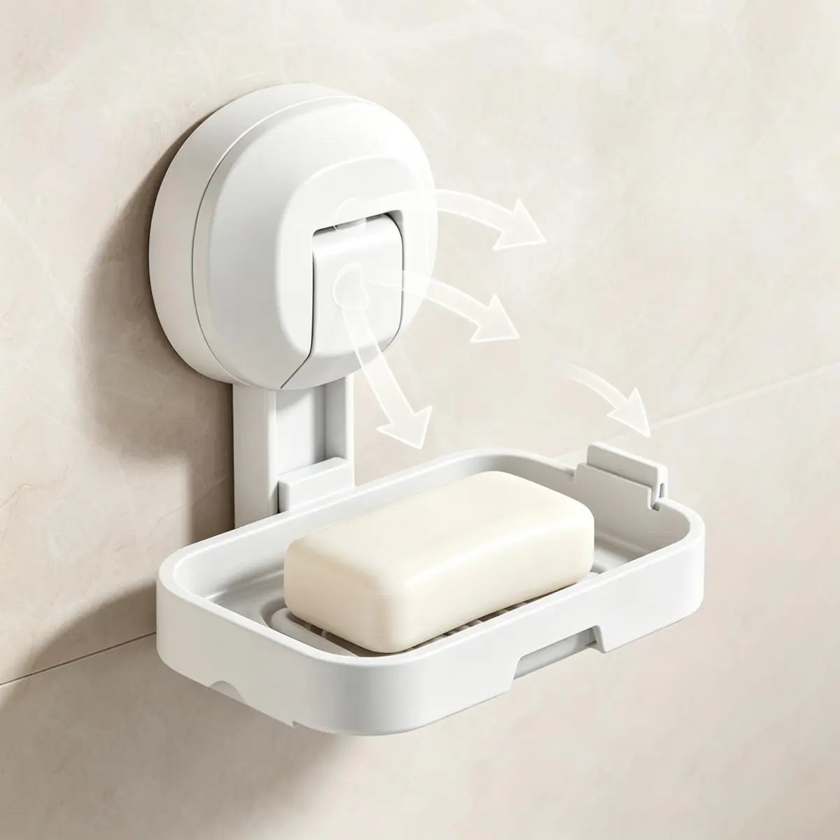 Suction Cup Wall Mounted Soap Dish, No Drill Detachable Draining Soap Holder, Waterproof Bathroom Shower Soap Tray