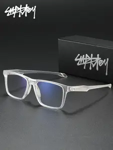SUPKLEY TR-90 Lightweight Material Anti Blue Light Glasses, Square Frame Eyeglasses, Unisex Business Style Glasses With Plain Square Frame For Outdoor Play/Daily Wear