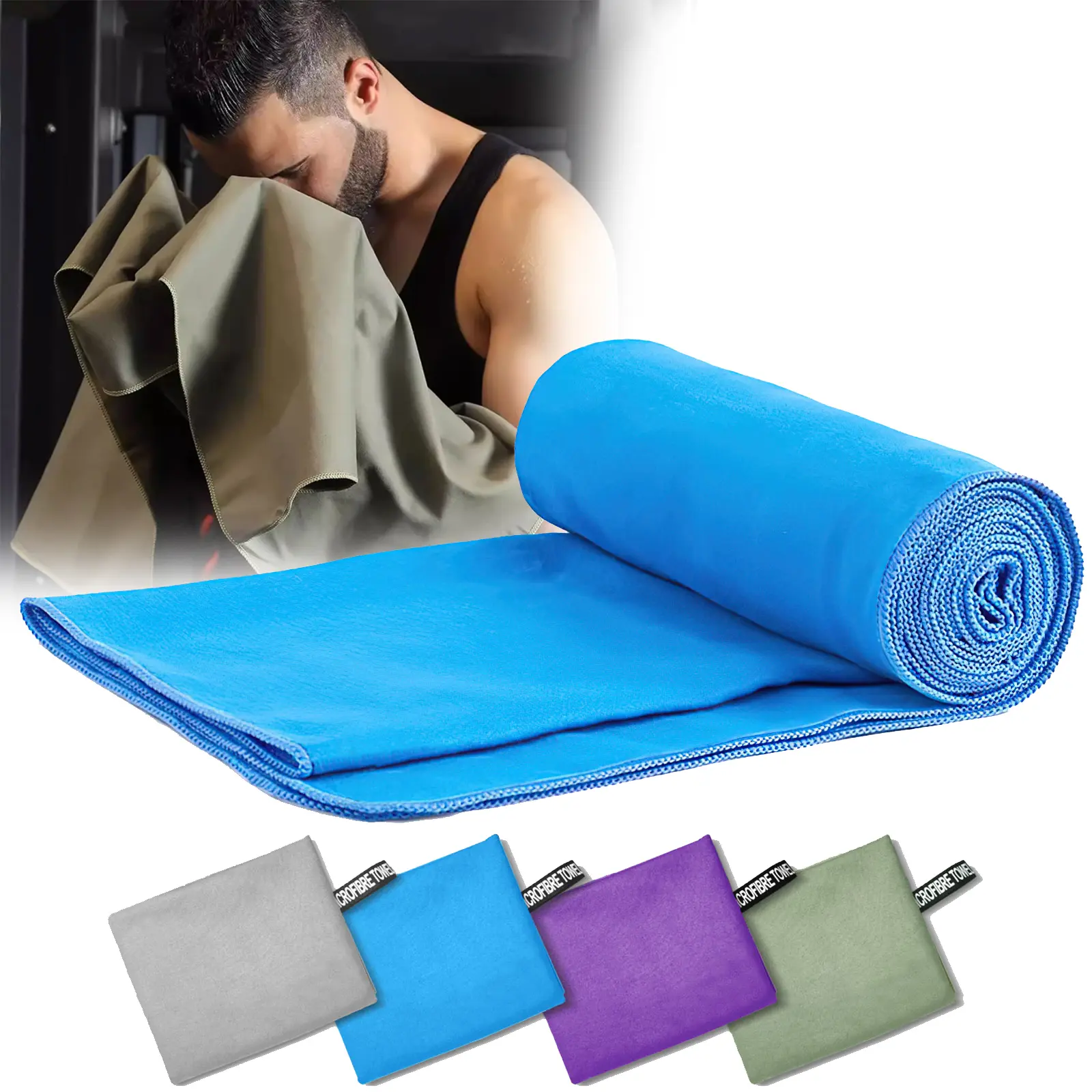 Microfiber Towel, Perfect Quick Dry Travel Sports Camping Towel, Fast Drying Lightweight Ultra Compact for Backpacking, Gym, Beach, Swimming, Yoga