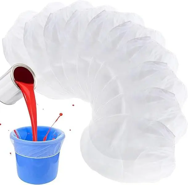 10-Pack Paint Filter Bags - 5 Gallon Bucket Strainer with Elastic Drawstring Top Opening Nylon Mesh Filter White Fine Mesh Bag for Gardening