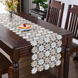 Embroidered Lace Table Runner, Vintage Style Cutout Design, Elegant Vanity Cover, Desktop Protector for Coffee Shop Kitchen