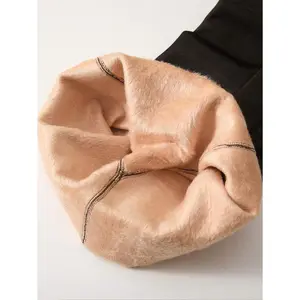 Elegant women’s fleece-lined black long socks (220 g/80 g/300 g), thick plush warm winter leggings and pantyhose for fall/winter wear