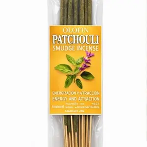 Olofin Patchouli Smudge Incense 10.5" Sticks 10 Incense Sticks in 1 PK Bags for Meditation Prayer Yoga and Energy Cleansing Rituals Altar