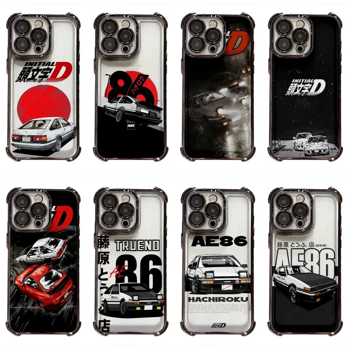 Anime Initial D Cool Car Pattern Smartphone Casing, Anti-Fall Protective Cellphone Case for iPhone 17/16/15/14/13/12/11 Pro Max Plus Air, Unique Design Handheld Device Gift