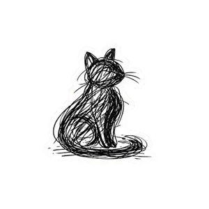 Scribble Cat Vinyl Sticker (1.85" x 2")