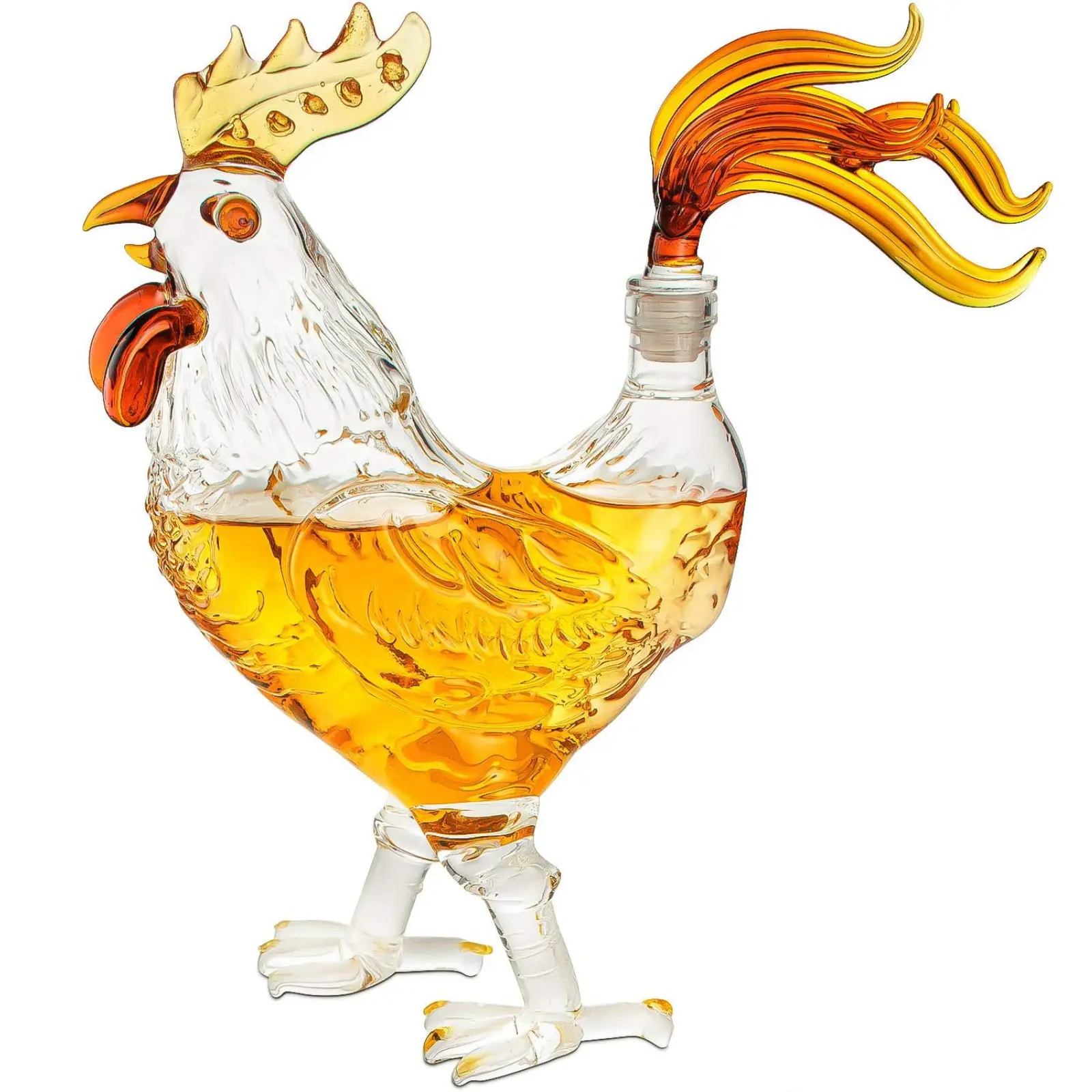 Cock Chicken Decanter 500ml Whiskey and Wine Decanter - by The Wine Savant - Glass Rooster Decor Barware - Spirit Decanter for Scotch Vodka Wine or Liquor - Gift for Whiskey Lovers