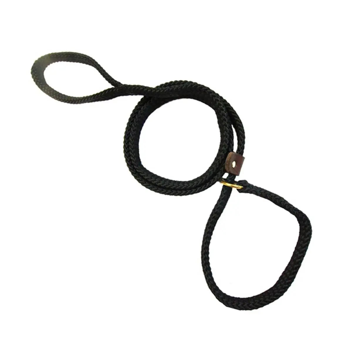 Lone Wolf Handmade in America High-Quality MFP Rope Flat Braided Leash for Medium-Large Pets - Black, 0.62 In., Slip Tab Design