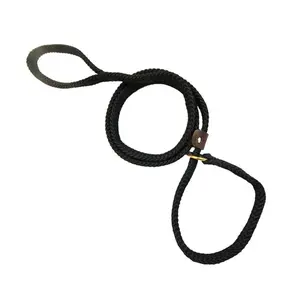 212 MAIN Flat Braid 0.63 in. MFP Rope Dog Lead, Raspberry, Adjustable Tab, Slip Loop Braided Leash