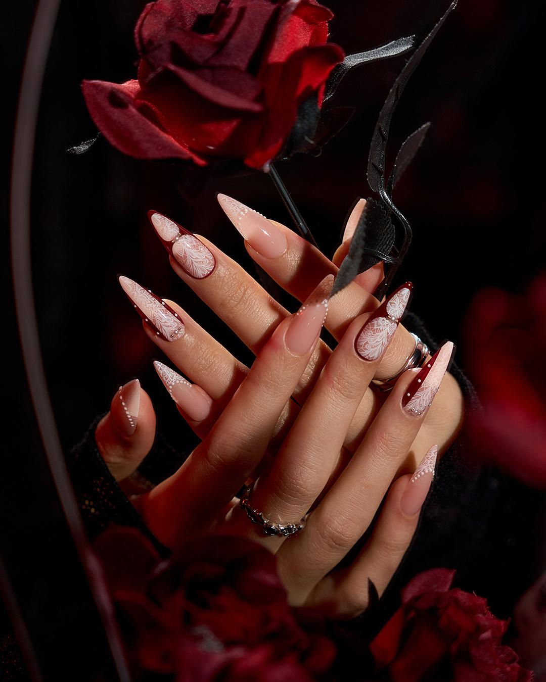 Halloween Press On Nails Stiletto, BTArtbox Fall Nails, Easy-to-Apply Almond Squoval Cat Eye Press On Nails with Glue and Adhesive Tabs in 16 Sizes - 32 Nails All-in-One Kit, Gothic Fall Nails, Back to School