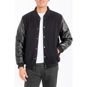 Melton Lettermans Varsity Jacket Men's 100% Polyester Padded Quilted Inside PU Sleeve Regular Fit Casual Coats