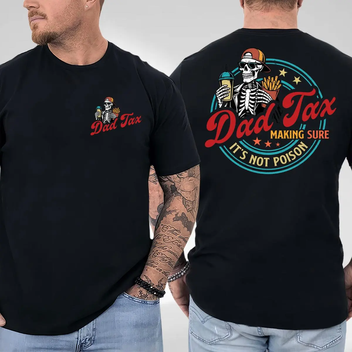 Dad Tax Graphic T-Shirt - Fitted Short Sleeve Crew Neck Tshirt for Men, Casual Summer Wear, Best Dad Ever Gift from Daughter, Fashion Breathable Top