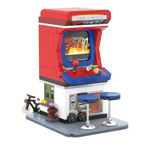 Vintage Electronic Game Machine Model, DIY Assembly Desktop Decoration, Retro Street Arcade Building Model, Home Decor, Building Block Model