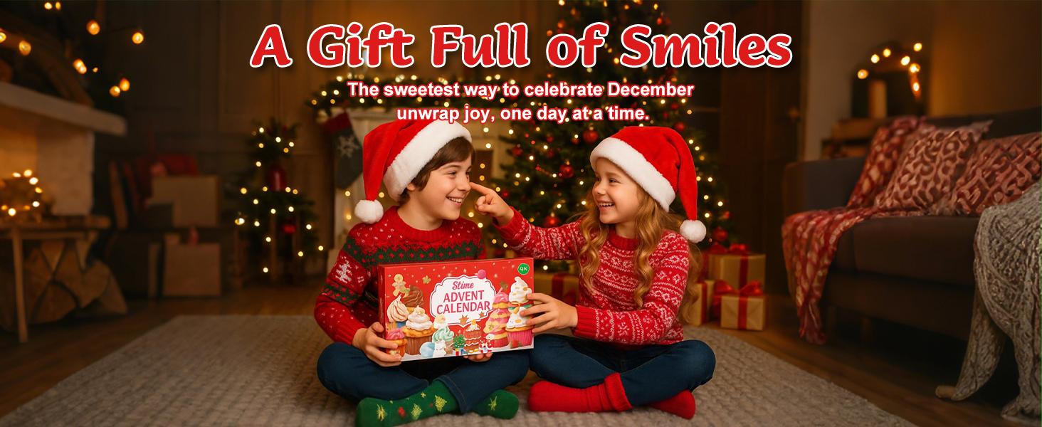 [Funewest] 2026 Slime Advent Calendar, Christmas 24-Day Countdown Calendar with Different Texture Fluffy Slime Kit, Playful Toy for Kids (Ages 4-12)