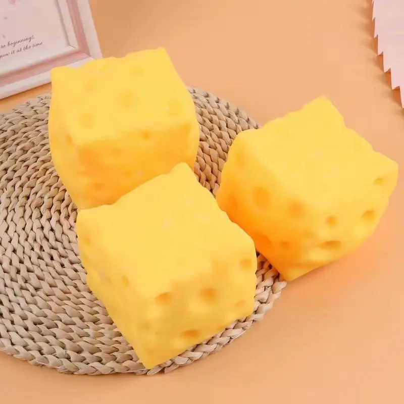 Yellow Cheese Squishy Toy Slow Rising Soft Squeeze Fidget Toy Stress Relief Sensory Desk Toy for Kids Adults Cute Party Gift