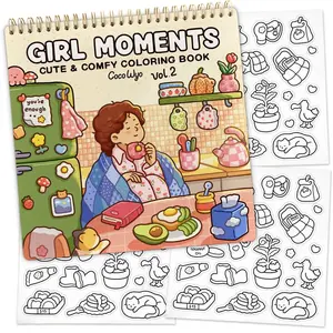 Teen Girl Coloring Book Set, Spiral Bound & Sticker Kit, Sticker Pack, Decorative Stickers, Perfect Gift for Teens, Creative Art Therapy Activity, Model Xinghao Jj10066