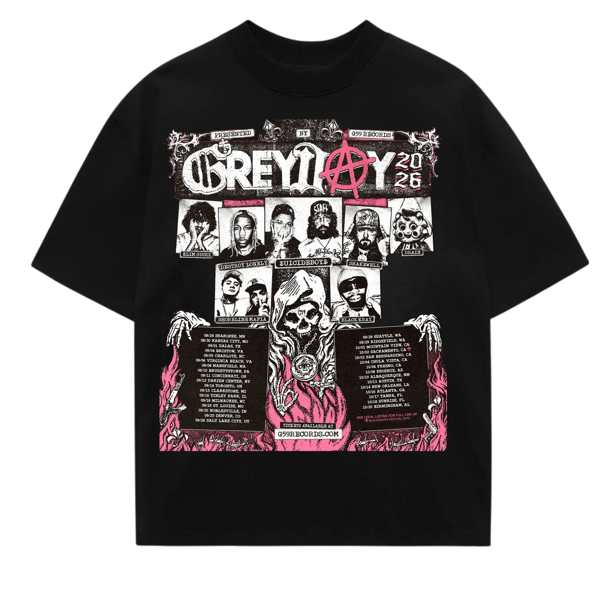 GreyDay 2026 v1 Tour Shirt Icideboys Hip-Hop G59 Shirt Gift for Fan G59 Merch Scrim Ruby Unisex Concert Tee
