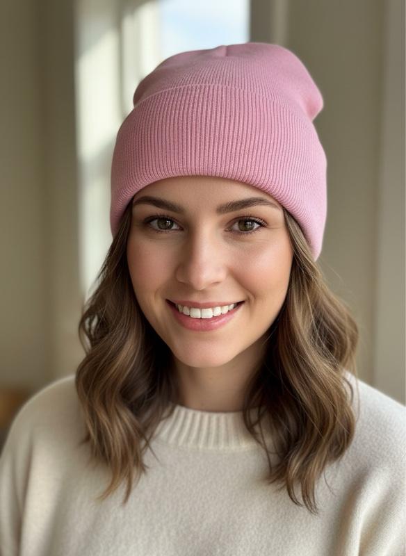 Bubblegum Pop Knit Beanie - Soft and Cozy Winter Hat for Women, Perfect for Cold Weather