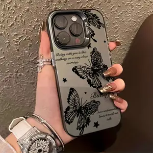 Stylish Black Butterfly Phone Case for iPhone 16, 15, 14, 13, 12, 11, Plus, Pro, Max,Xsmax.Perfect Birthday Gift for Friends, Featuring High Quality And an Attractive Design. Cellphone Smartphone Cover Screen Protector