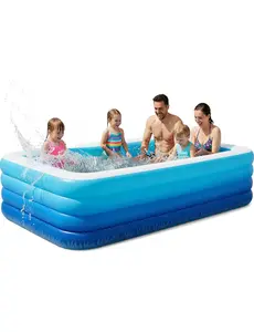 Inflatable Swimming Pool, 0.32mm Thickened PVC 4 Independent Air Chambers, BPA-Free Above Ground Pool for Kids Adults, Backyard Garden Outdoor Summer Water Party, Multi-use for Sand Play/Ball Pit/Pet Bath