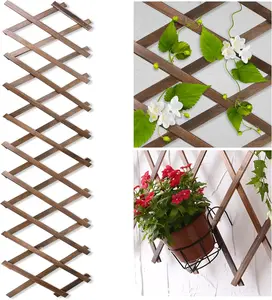 Wood Lattice Fence Panels for Outside 13.4"x78.8" Expandable Natural Wooden Wall Trellis Board Decorative Lattice Trellis Frame for Climbing Plants Vine Ivy Rose Outdoor Balcony Garden 1 Pcs