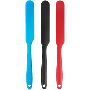 Silicone Skinny Spatula Scraper for Jars - Long Handle Sourdough Spatula (3 Pcs)
