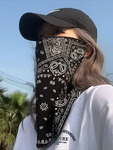 Outdoor Cycling Ear Protection Mask, Neck Guard Face Towel, Ice Silk Hanging Ears Neck Scarf, Motorcycle Riding Face Cover