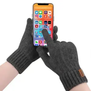 Alpaca Wool Touchscreen Gloves for Winter Office & Travel, Modern Ideal Gift Choice, Warm Knitted Mitts for Cycling & Outdoor Activities