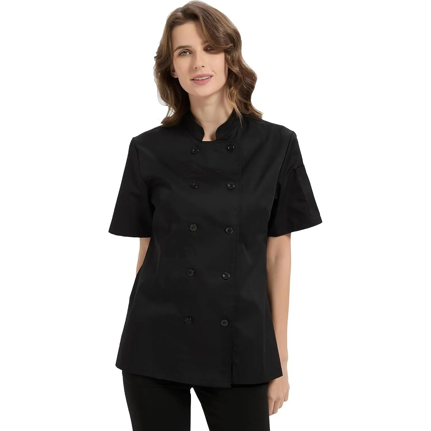KITCHIEF Chef Coat Women Short Sleeve Lightweight Chef Jacket For Women Chef Clothes Uniform for Kitchen,Restaurant,Bakery
