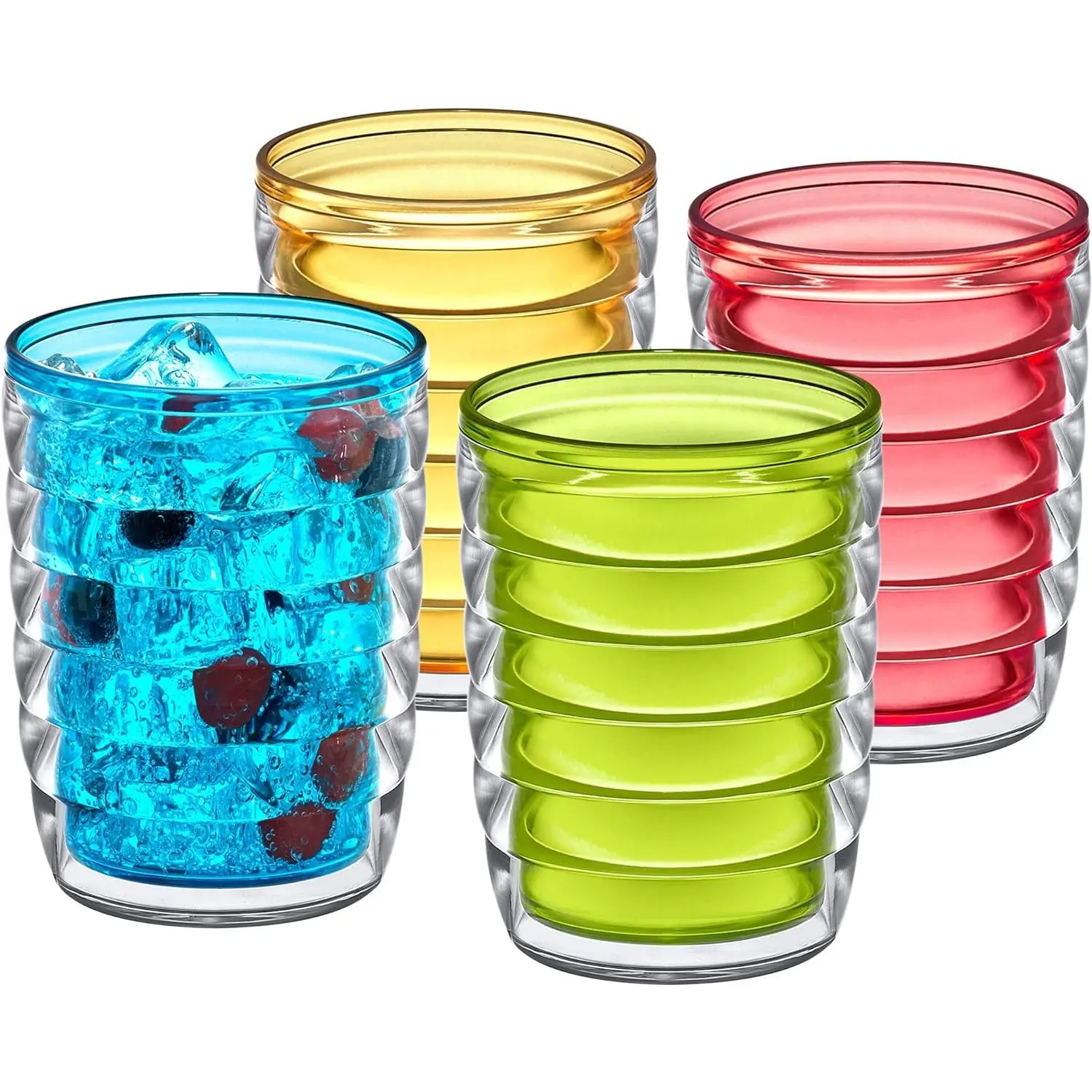 - Arctic - 16-Ounce Insulated Plastic Tumblers (Set of 4), Double-Wall Plastic Drinking Glasses, Mixed-Color Reusable Plastic Cups, BPA-Free, Shatter-Proof, Dishwasher-Safe