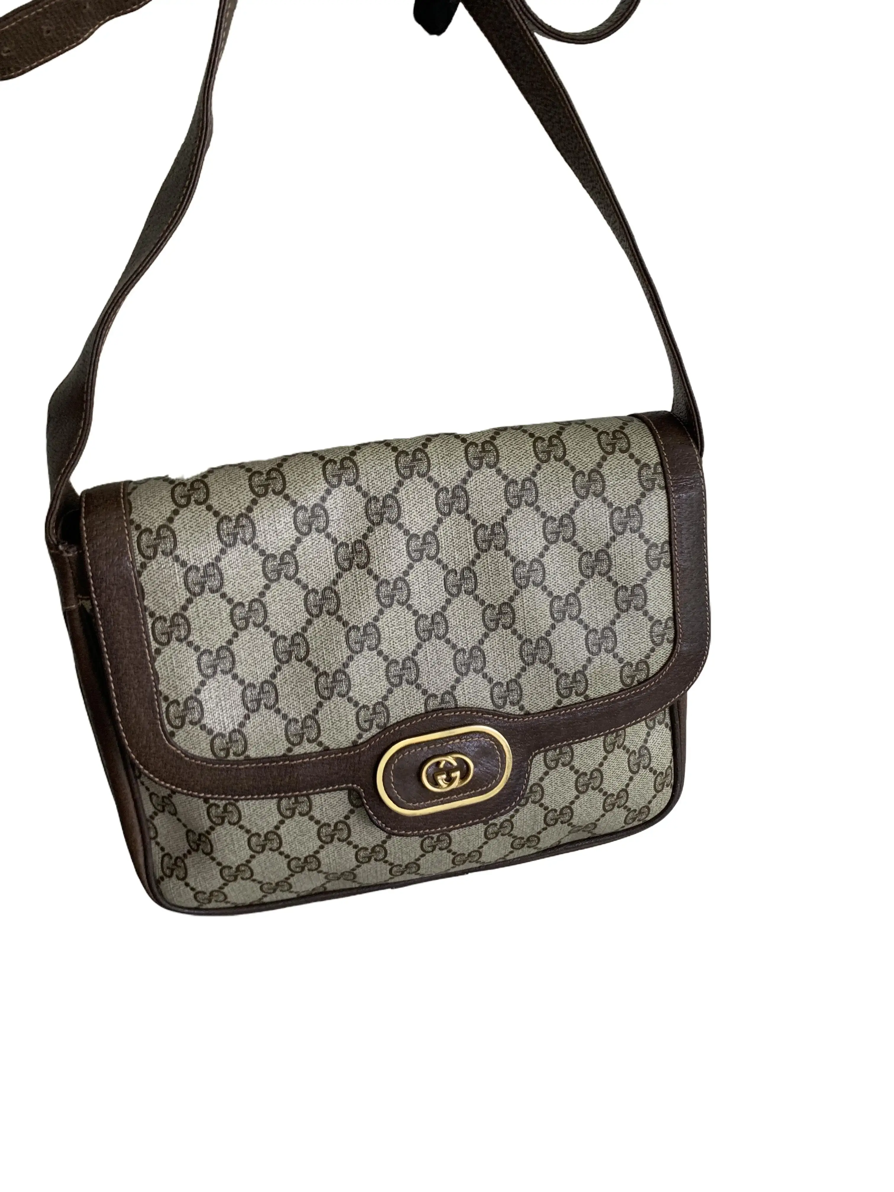 Pre-owned GUCCI GG Monogram Flap Messenger Crossbody Bag/ee07827002/7002/mc