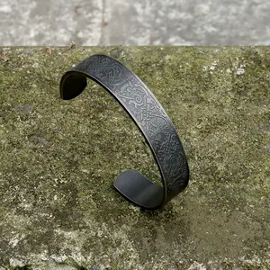 GTHIC Viking Symbol Stainless Steel Cuff Bracelet for Men Daily Wear Statement Jewelry