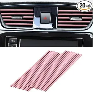20PCS Car Air Conditioner Decoration Strip, Auto Air Vent Outlet Chrome DIY Trim Strips, Waterproof Moulding Bendable Protection Strip Line, Car Decor Accessories for Most Cars