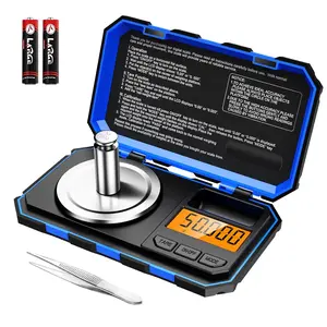 Digital Pocket Scale 50g 0.001g Professional Milligram Scale Portable Jewelry Scale with 50g Calibration Weight Tare & LCD Backlit Display Battery Tweezers Included Blue