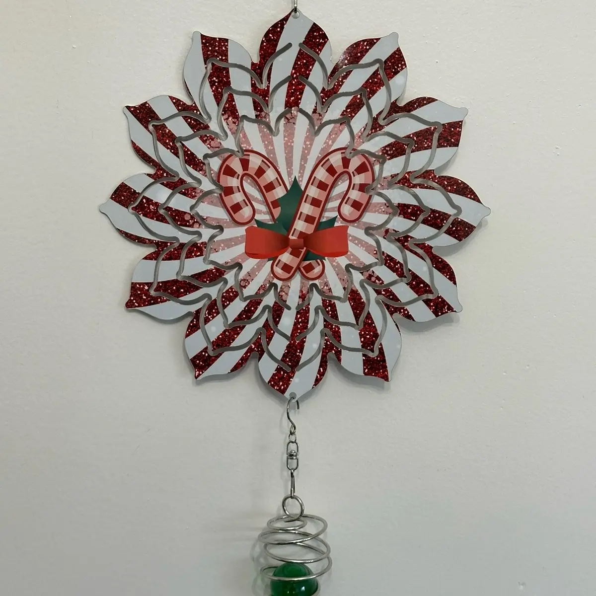 8 inch candy cane wind spinner Hanging Attachment