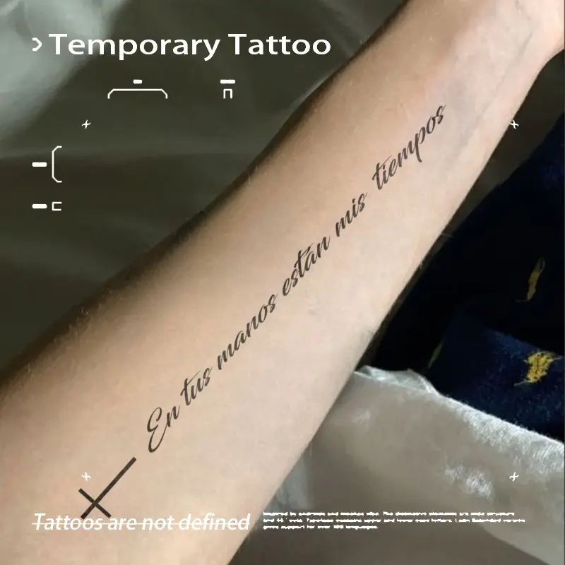 Aesthetic Spanish Quote Herbal Tattoo Stickers Unisex Wrist & Forearm Arm Temporary Tattoos Waterproof Sweatproof Long-Lasting Semi-Permanent Juice Fake Tattoos
