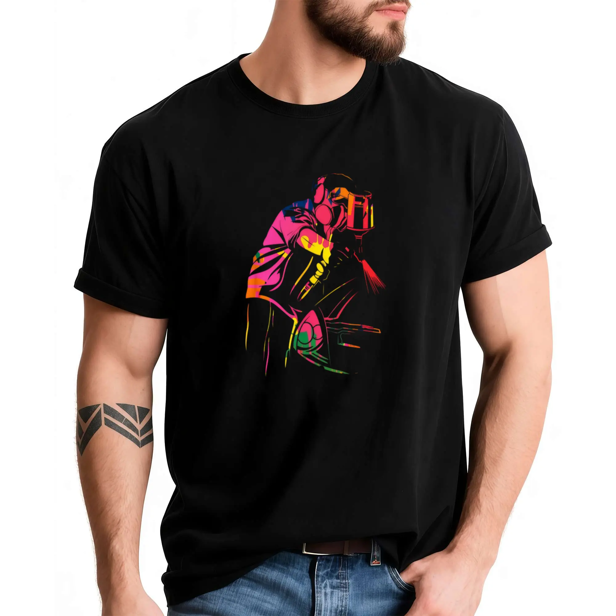 Car Paint Technician Shirt -  Breathable Workwear for Body Painters And Enthusiasts, Machine Washable Casual Top - Ideal Christmas/Birthday Gift, Casual Wear, Bold Print Design, Comfortable Fit