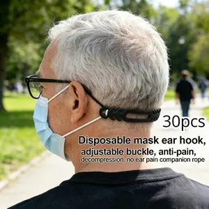 30pcs Adjustable Buckle Ear Protectors for Masks, Comfortable Anti-Squeeze Mask Straps, Universal Fit, Reduces Pressure, Decompression, Ear Pain, Ear Loop, Ear Hooks