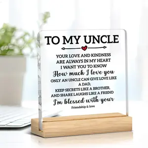 Uncle Gifts from Niece Nephew Fathers Day Birthday Thanksgiving Christmas Desk Decorations Home Office Decor Acrylic Sign Best Uncle Ever Present 4x4 Inch