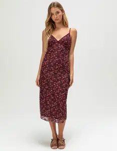FULL TILT Printed Lace Womens Midi Dress