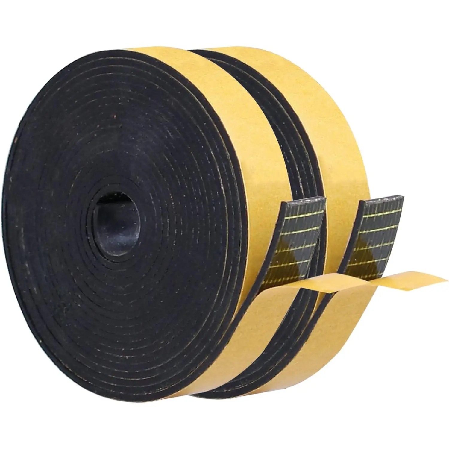 Adhesive Solid Neoprene Rubber Strips, 1/16" Thick (.062") x 1/2" Wide x 10 Ft per Roll (2 Rolls, Total 20 Ft), for DIY Projects, Weather Stripping, Gaskets, Seals, 1/2 In X 1/16 In X 10Ft