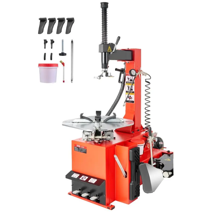 【Summerfinds】 VEVOR Tire Changer Machine, 1.5HP Copper Motor, Durable Tire Changer with Air Pressure Gauge Clamping Jaw Sheath, Pedal Operated Tire Changer with Thickened Chuck, Fit for Sedans/SUVs/Pickup Trucks, Tire Changing, 1.5 Hp Powerdealsforyou