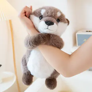 Cute Hugging Otter Plush Toys Fluffy Cozy Stuffed Animal Doll Magnetic Lovely Baby Otter Kids Gift